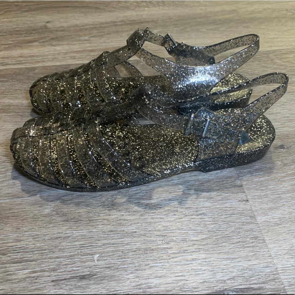 SOLD Wild Diva Gray Glitter Jelly Sandals Size 8